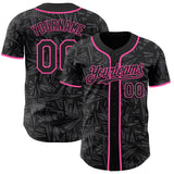 Custom Black Steel Gray-Pink Geometric Cyber Starburst Authentic Baseball Jersey
