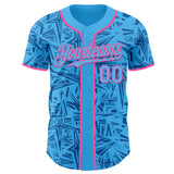 Custom Sky Blue Blue-Pink Geometric Cyber Starburst Authentic Baseball Jersey