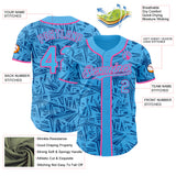 Custom Sky Blue Blue-Pink Geometric Cyber Starburst Authentic Baseball Jersey
