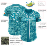 Custom Teal Ice Blue-White Geometric Cyber Starburst Authentic Baseball Jersey