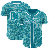 Custom Teal Ice Blue-White Geometric Cyber Starburst Authentic Baseball Jersey