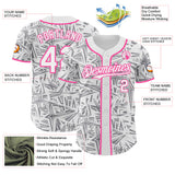 Custom White Gray-Pink Geometric Cyber Starburst Authentic Baseball Jersey