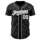 Custom Black White Steel Gray-Gray Geometric Cyber Starburst Authentic Baseball Jersey