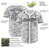 Custom White Gray-Black Geometric Cyber Starburst Authentic Baseball Jersey