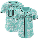 Custom Ice Blue White-Black Geometric Cyber Starburst Authentic Baseball Jersey