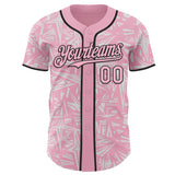 Custom Light Pink White-Black Geometric Cyber Starburst Authentic Baseball Jersey