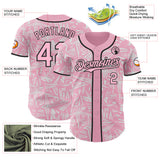 Custom Light Pink White-Black Geometric Cyber Starburst Authentic Baseball Jersey