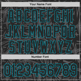 Custom Black Steel Gray-Teal Geometric Cyber Starburst Authentic Baseball Jersey