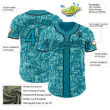 Custom Teal Ice Blue-Black Geometric Cyber Starburst Authentic Baseball Jersey