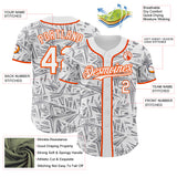 Custom White Gray-Orange Geometric Cyber Starburst Authentic Baseball Jersey