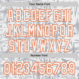 Custom White Gray-Orange Geometric Cyber Starburst Authentic Baseball Jersey