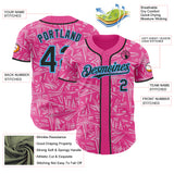 Custom Pink Black Light Pink-Sky Blue Geometric Cyber Starburst Authentic Baseball Jersey