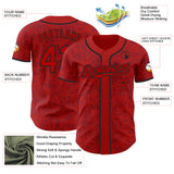 Custom Red-Black Geometric Cyber Starburst Authentic Baseball Jersey