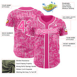 Custom Pink Light Pink-White Geometric Cyber Starburst Authentic Baseball Jersey