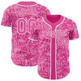 Custom Pink Light Pink-White Geometric Cyber Starburst Authentic Baseball Jersey
