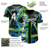 Custom Black White-Aurora Green Geometric Shards Dot Grid Authentic Baseball Jersey
