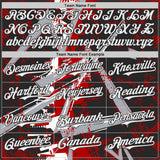 Custom Black White Red-Gray Geometric Shards Dot Grid Authentic Baseball Jersey