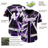 Custom Black White-Light Purple Geometric Shards Dot Grid Authentic Baseball Jersey