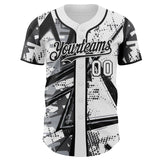 Custom White Gray-Black Geometric Shards Dot Grid Authentic Baseball Jersey