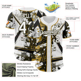 Custom White Black Olive-Old Gold Geometric Shards Dot Grid Authentic Baseball Jersey
