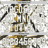 Custom White Black Olive-Old Gold Geometric Shards Dot Grid Authentic Baseball Jersey