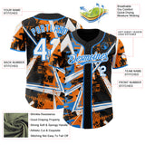 Custom Black White Bay Orange-Electric Blue Geometric Shards Dot Grid Authentic Baseball Jersey