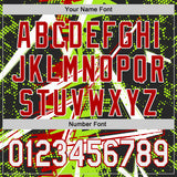 Custom Black White Neon Green-Red Geometric Shards Dot Grid Authentic Baseball Jersey