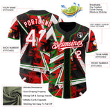 Custom Black White Grass Green-Fire Red Geometric Shards Dot Grid Authentic Baseball Jersey