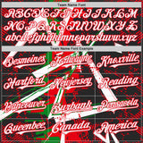 Custom Black White Grass Green-Fire Red Geometric Shards Dot Grid Authentic Baseball Jersey