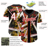 Custom Black White Old Gold-Red Geometric Shards Dot Grid Authentic Baseball Jersey