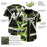 Custom Black White Neon Green-Olive Geometric Shards Dot Grid Authentic Baseball Jersey