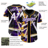 Custom Black White Gold-Purple Geometric Shards Dot Grid Authentic Baseball Jersey