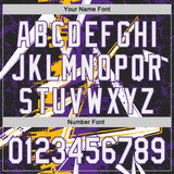Custom Black White Gold-Purple Geometric Shards Dot Grid Authentic Baseball Jersey