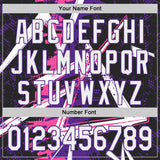 Custom Black White Pink-Purple Geometric Shards Dot Grid Authentic Baseball Jersey