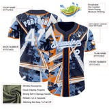 Custom Navy White Bay Orange-Light Blue Geometric Shards Dot Grid Authentic Baseball Jersey