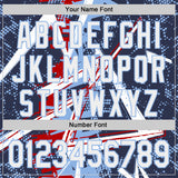 Custom Navy White Red-Light Blue Geometric Shards Dot Grid Authentic Baseball Jersey