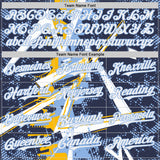 Custom Navy White Gold-Light Blue Geometric Shards Dot Grid Authentic Baseball Jersey
