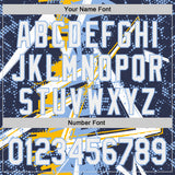 Custom Navy White Gold-Light Blue Geometric Shards Dot Grid Authentic Baseball Jersey