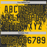 Custom Black-Yellow Abstract Brush Stroke Performance T-Shirt