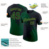 Custom Black Green-Old Gold Abstract Brush Stroke Performance T-Shirt