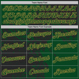 Custom Black Green-Old Gold Abstract Brush Stroke Performance T-Shirt