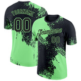 Custom Black-Pea Green Abstract Brush Stroke Performance T-Shirt