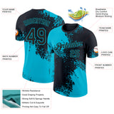 Custom Black-Lakes Blue Abstract Brush Stroke Performance T-Shirt
