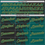 Custom Black Midnight Green-Old Gold Abstract Brush Stroke Performance T-Shirt