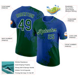 Custom Royal Green-White Abstract Brush Stroke Performance T-Shirt