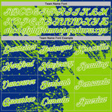 Custom Royal Neon Green-White Abstract Brush Stroke Performance T-Shirt