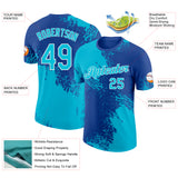 Custom Royal Lakes Blue-White Abstract Brush Stroke Performance T-Shirt