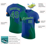 Custom Royal Kelly Green-Cream Abstract Brush Stroke Performance T-Shirt
