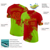 Custom Red-Neon Green Abstract Brush Stroke Performance T-Shirt