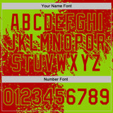 Custom Red-Neon Green Abstract Brush Stroke Performance T-Shirt